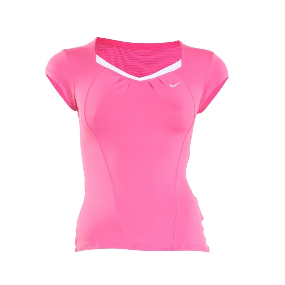 Athletic Top Women's Pink NWOT V-Neck with white trim